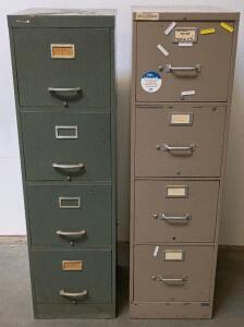 Military Green Vertical 4-Drawer Metal Filing Cabinet USMC Decal + Beige Office 4-Drawer Cabinet