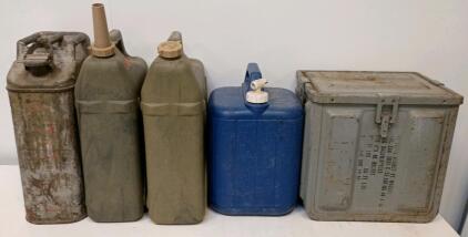 Military & Civilian Jerry Cans &ndash; 5 & 6 Gal, Metal Ammo Crate, Fuel/Water Storage