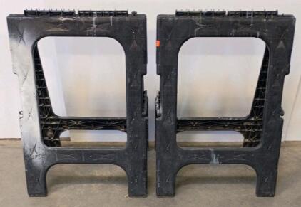 Pair Of Heavy Duty Folding Plastic Sawhorses, 1,000 lb Capacity, Black