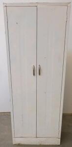 White Metal Storage Cabinet, 2 Doors, 6 Shelves,