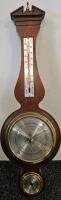 Elgin Banjo Wall Weather Station: Clock, Barometer, Thermometer, Hygrometer, 33" Wood, Framed Baseball Photos, VHS Tapes Including John Wayne - 2