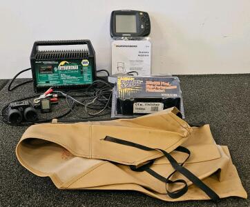 Fishing Electronics & Outdoor Gear Bundle: Eagle & Humminbird Fishfinders, NAPA Charger, Binoculars