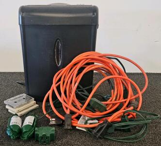 Aurora WM675XB ShredSafe Paper Shredder Bundle, Extension Cords, Cassette Tapes, Power Adapters