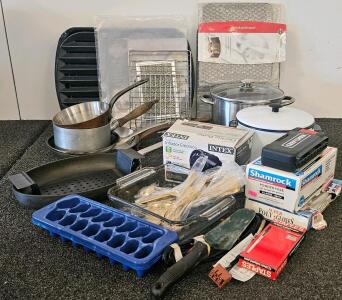 Kitchenware & Cookware - Anchor Dish, Intex Pump, Gloves, Gold Cutlery, Pans