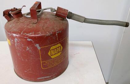 NAPA Type II Safety Gas Can, 5 Gallon Capacity, Galvanized Steel, Flexible Metal Spout