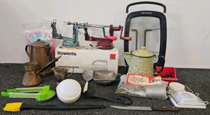 Vintage Kitchen: Rowenta Electric Knife, Manual Apple Peelers, Cookware, Gadgets, 20+ Pieces