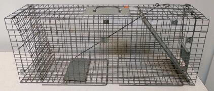 Large Galvanized Steel Live Animal Trap, 32"x10"x12", Havahart Style, Spring Loaded Door