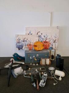 Paint Tools, Technicolor Lamp, (Powered On) Art Canvases, Frames, TV Wall Mount, Case & More, 20+ Items