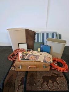 Vintage Suitcase, Vintage Nixon Newspapers, Yearbooks, And More