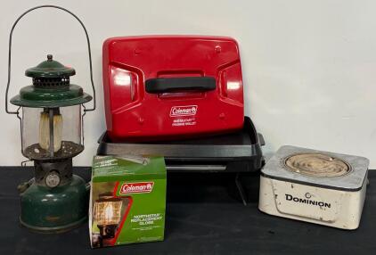 Coleman Lantern & InstaStart Propane Skillet With Dominion Hot Plate & Replacement Globe