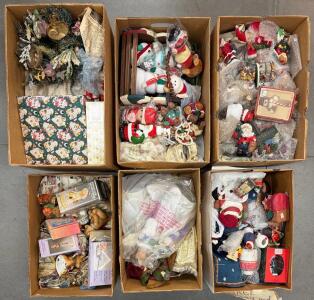 Large Lot Enesco, Brinn's, Porcelain & Plush Christmas Decorations &ndash; 6 Boxes, 80&ndash;100 lbs (Location G)