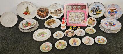 Large Lot Collector Plates, Barbie & Floral Tea Sets, Garfield PVC Figures & Display Stands