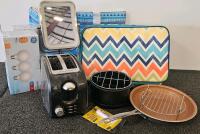 Sunbeam Toaster Tested, Works), GE LED Bulbs, Lighted Mirror, Pans, Storage Bags, Hardware