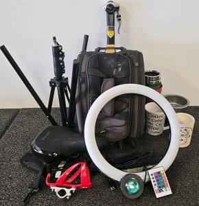 New 12" RGB LED Ring Light, Tripod, Remote, STRATIC Bike Saddle