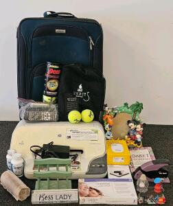 Forecast Suitcase, HP Presto A10 Printer (Untested, Cord Missing), Penn Tennis Balls, And More