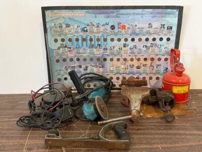 Vintage Tools And Collectibles: Scout 4" Vise, Gas Can, Angle Grinder, Penny Board, CB Radio