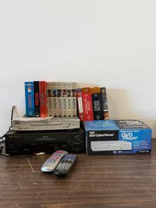 White-Westinghouse WVCR-8012 VHS, CH-DVD 300, KD-1220 DVD, Roots VHS, Sopranos DVD Bundle