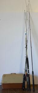Used Fishing Rod Set With Tackle Box And Accessories