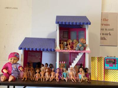 Large Doll Lot&mdash;Barbie, Disney, Cabbage Patch, Baby Doll, 2-Story Dollhouse & Barbie Carrying Case