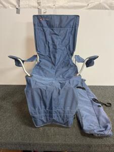MAC Prestige Folding Camping Chair with Leg Rest Extension, Blue, 225 lbs Capacity