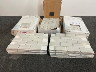 Cream Glossy Beveled Subway Ceramic Wall Tile Mosaic Sheets, 3"x6", Approx. 20 Sq Ft, #1351404