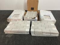 Cream Glossy Beveled Subway Ceramic Wall Tile Mosaic Sheets, 3"x6", Approx. 20 Sq Ft, #1351404