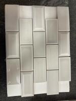Cream Glossy Beveled Subway Ceramic Wall Tile Mosaic Sheets, 3"x6", Approx. 20 Sq Ft, #1351404 - 2