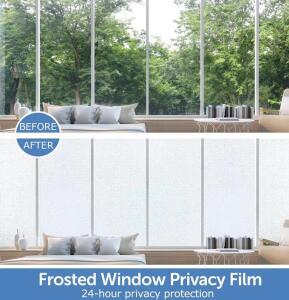 Frosted Static Cling Window Film, 35.5" x 157.5", 0.24mm Thick, Blocks 97% UV, Reusable