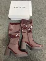 Fectquale Snakeskin Ankle Boots, Size 7.5 M, Faux Leather, Pointed Toe, Original Box Included - 4