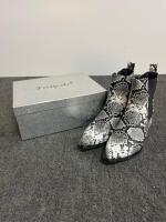 Fectquale Snakeskin Ankle Boots, Size 7.5 M, Faux Leather, Pointed Toe, Original Box Included - 6