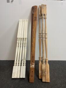 3 Sets Wooden Table/Bench Legs - Turned & Straight Styles, 28.5-48in Length, Painted & Unfinished