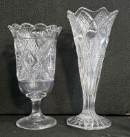 Large Mixed Glassware Set- Stemware, Vases, Pitcher, Etched & Pressed Patterns - 2