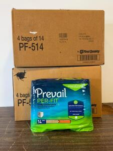 14 Packages Of Prevail Per-Fit PF-514 XL Daily Underwear, 56 Count, Extra Absorbency, 58-68" Waist, Sealed Bags