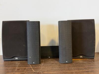 JBL 5.0 Surround Sound Speaker Set &ndash; 2 Bookshelf, 2 Satellite, 1 Center Channel, Black