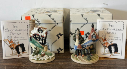 John Hine Studios Jon Herbert "The Shoemaker&rsquo;s Dream" Shoe House Figurines With COA, Boxes