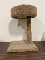 6 Wine Glasses, Gray Fluffy Pet Bed, and Cat Tree With Scratching Post & Feather Toy, Bundle Lot - 2