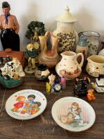 Mixed Collectible Pottery Figurines, 1990 Mother&rsquo;s Day Plates, Novelty Jugs & Animal Decor - 3