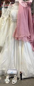 Complete White Wedding Dress Set With Flower Girl Dress, Pink Accent Children&rsquo;s Dresses, Shoes & Accessories