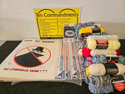 Red Heart Yarn, Ghostline Poster Boards, Blue Plate #666 Punch Needle Kit, Signs - Crafts