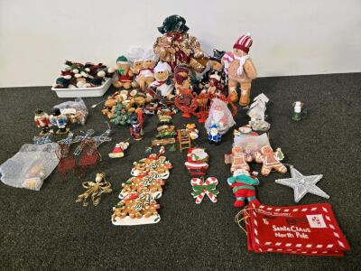 Large Lot of 45+ Christmas Ornaments & Decorations &ndash; Gingerbread, Plush, Nutcracker, Santa, Mail Pouch