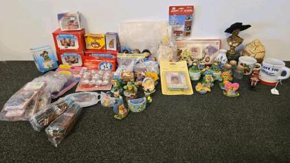 Mixed Collectible Figurines & Novelties Lot: Animal Themes, Boxed Sets, Coca-Cola Bottles, Tea Set