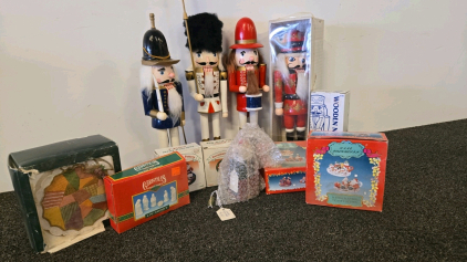 Set of 4 Wooden Nutcracker Figurines &ndash; Soldier, Drummer, Guard &ndash; 12&ndash;15" Tall
