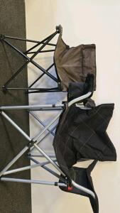 2 Folding Camping Chairs, Steel Frame, Cup Holder, Black/Gray, 225 lbs Capacity