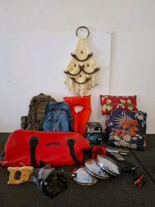 Hiking Backpacks, Spark Plug Cleaner, Inductive Timing Light, Hub Cap Covers, Hand Saw, Patio Pillows, And More