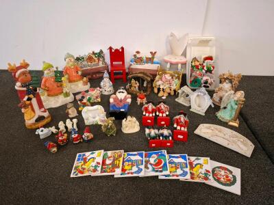 Large Mixed Lot Christmas Figurines, Ornaments, Nutcrackers, Nativity, Angels, 45+ Pieces