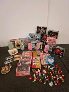Large toy lot. Collectors items. O'Bear Family Collector Porcelain Teddy Bear, Jointed Arms & Legs, Boxed, Blue Suit, 9in, barbie cars , motorcycles and more