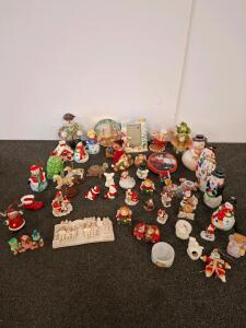 Large Lot of 44 Christmas Figurines Decorations &ndash; Santa, Angels, Snowmen, Trees, Photo Frame