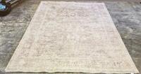 Large Rectangular Faded Beige Traditional Pattern Synthetic Area Rug, Approx. 8' x 10', No Fringe - 6