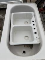 Porcelain-Coated Cast Iron Bathtub & Double Basin Drop-In Sink, Standard Sizes, Multi-Faucet Holes