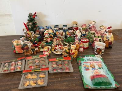Large Lot Holiday Makers Polyresin Christmas Ornaments & Figurines Santas Snowmen Bears